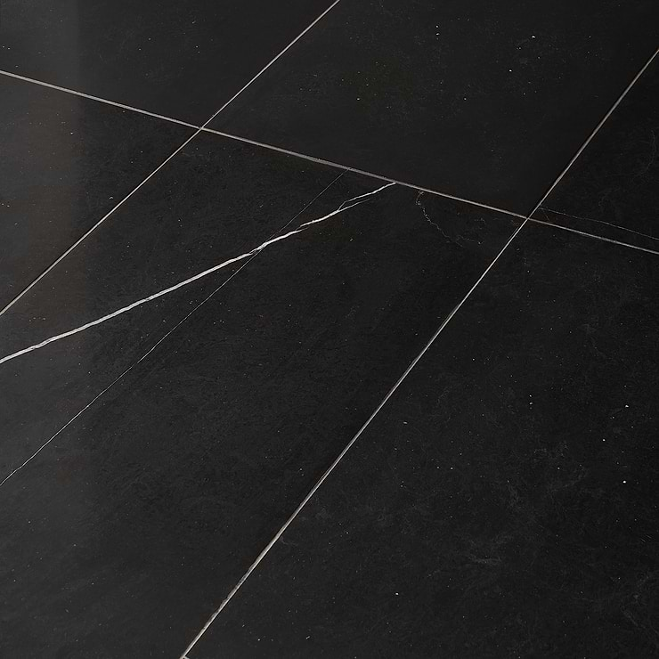 Nero Marquina 12x24 Honed Marble Tile