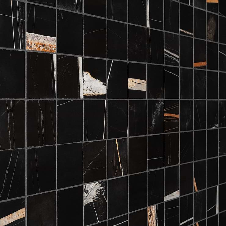 Nero Dorato 3x3 Honed Marble Mosaic Tile