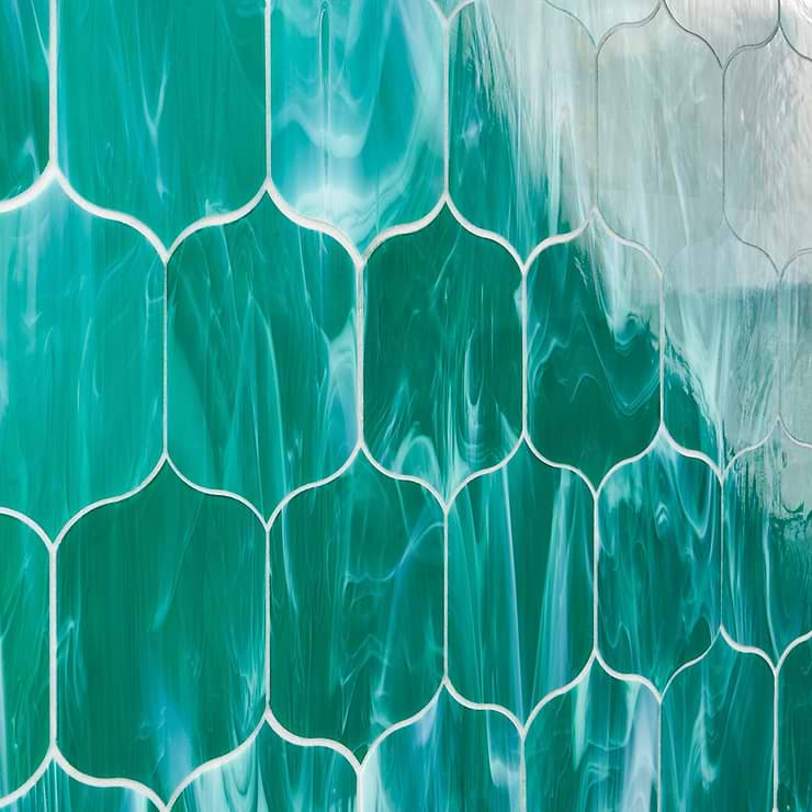 Bespoke Jade 4x6 Lantern Polished Glass Mosaic Tile