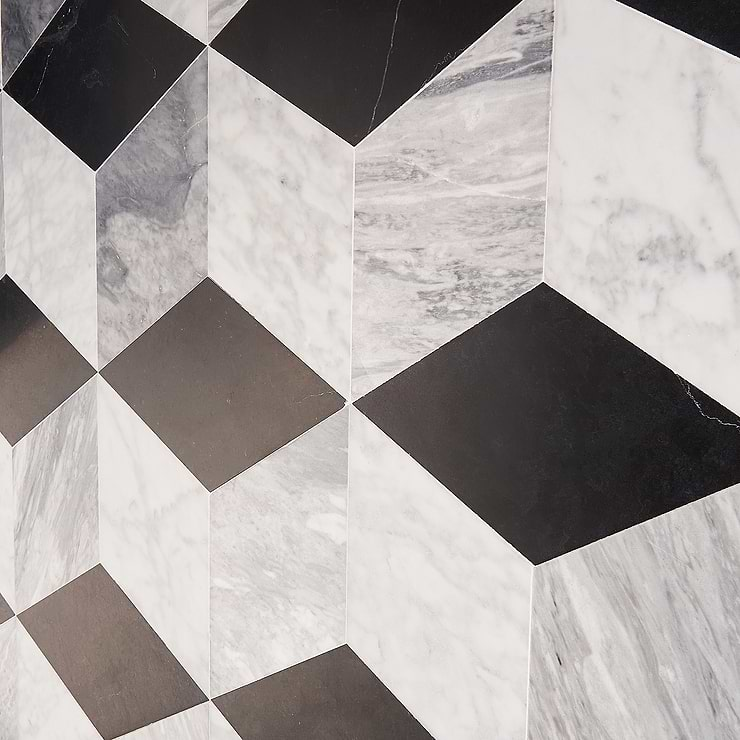 Havasar Grigio Gray 8x9 Honed Marble Mosaic Tile