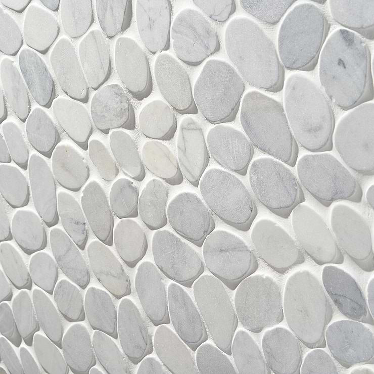 Nature Round XL Carrara Marble Honed Mosaic Tile