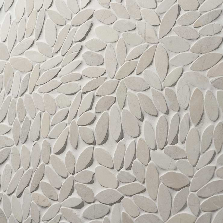 Nature Flower Lovina White Pebble Honed Mosaic Tile