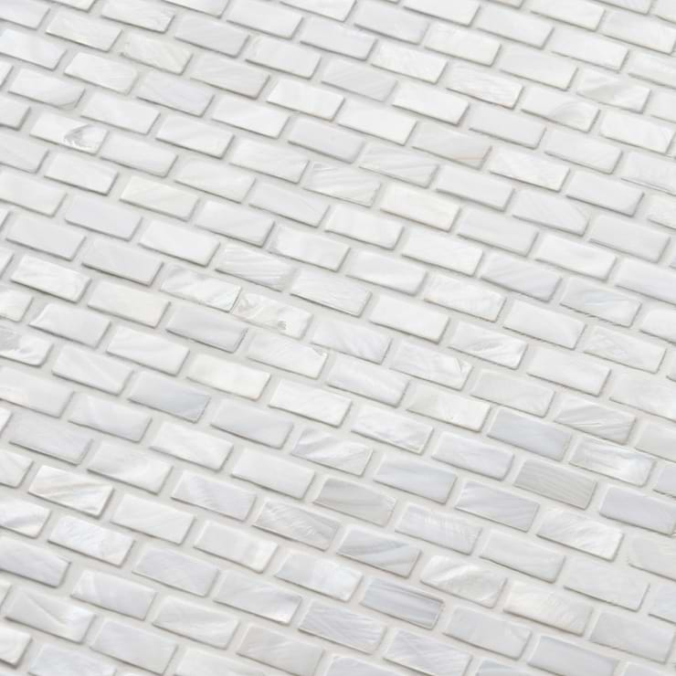 Mother of Pearl Oyster White Pearl 1/2x1 Mini Brick Polished Mosaic Tile