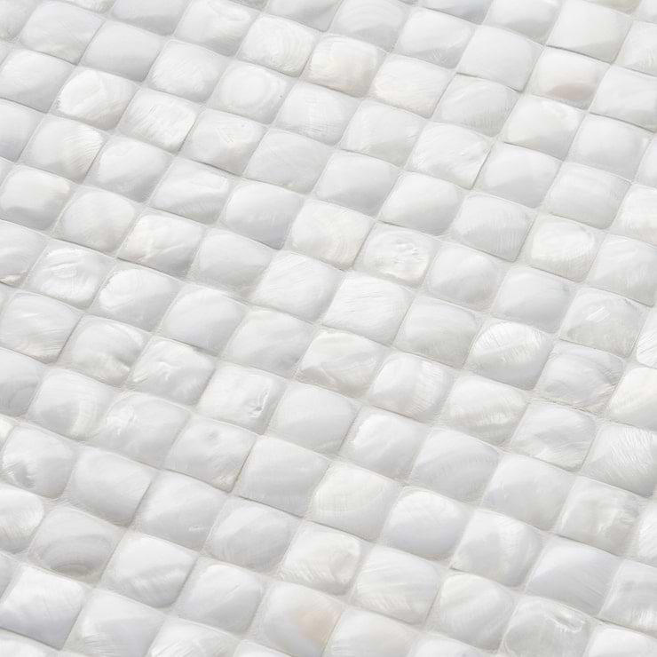 Mother of Pearl Nacre White 3D Pearl 1x1 Polished Mosaic Tile
