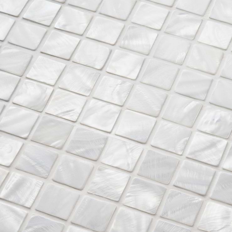 Mother of Pearl Oyster White 1x1 Polished Mosaic Tile