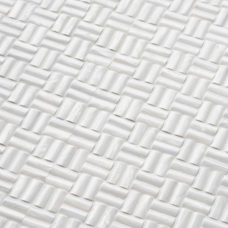 Serene White 3D Seamless Pearl Polished Mosaic Tile