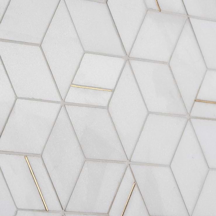 Morgana Thassos Polished Marble and Brass Mosaic Tile