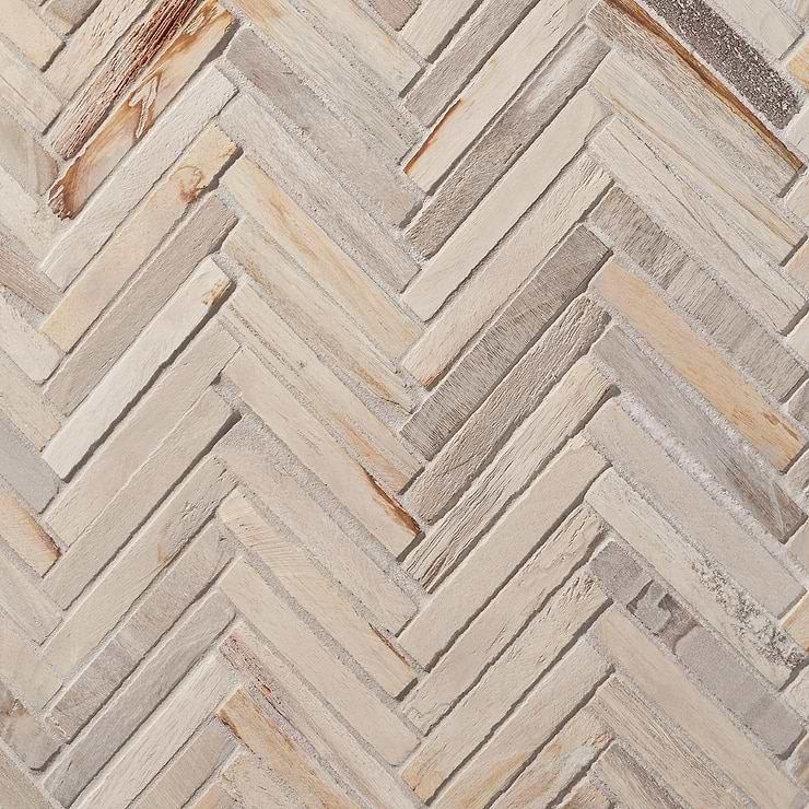 Fossil Herringbone Petrified Stone Mosaic