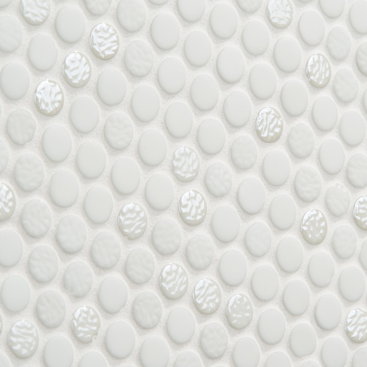 Zoe Bianco 1/2" Circle Frosted and Polished Glass Mosaic Tile