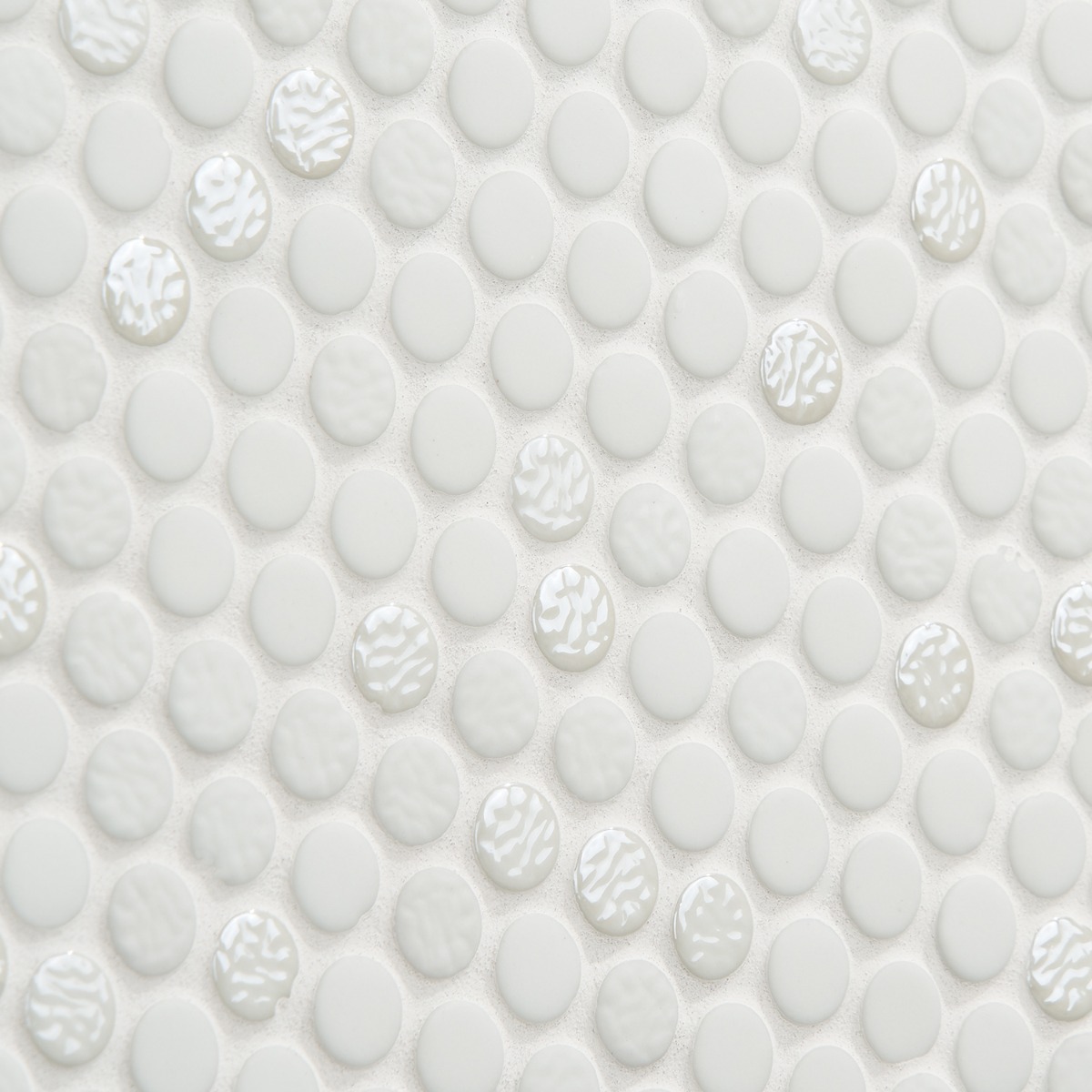 Zoe Bianco 1/2" Circle Frosted and Polished Glass Mosaic Tile