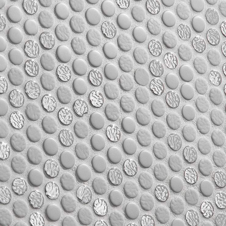 Zoe Grigio 1/2" Circle Frosted and Polished Glass Mosaic Tile