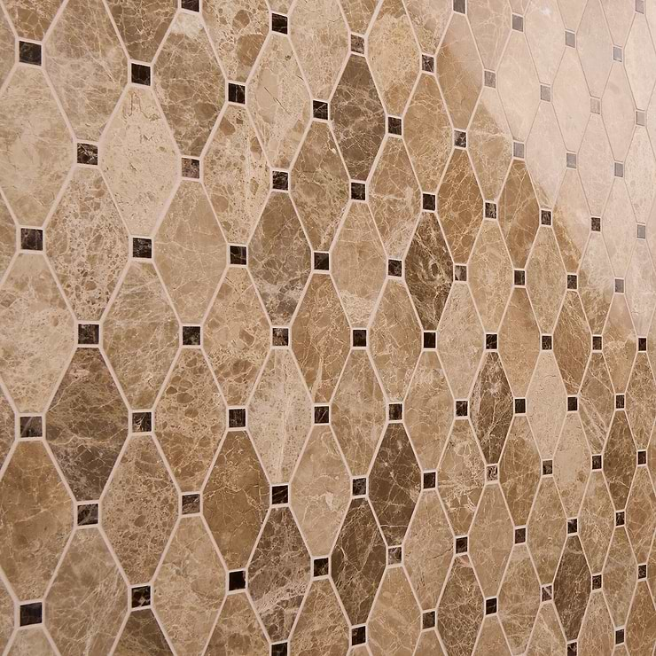 Octave Light Brown With Dark Emperador 2x4 Marble Polished Mosaic Tile