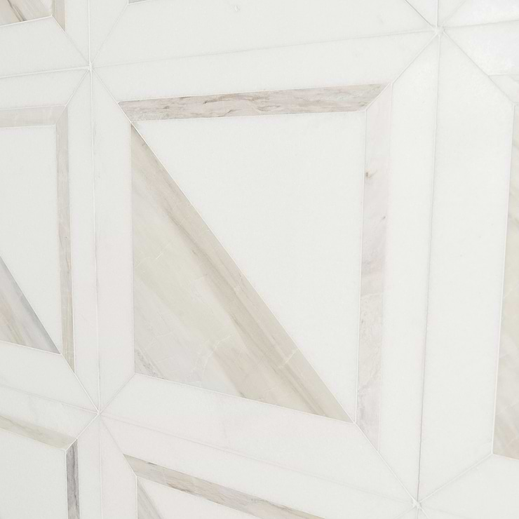 GeoMarble Lados Thassos Sabbia Polished Marble Mosaic Tile