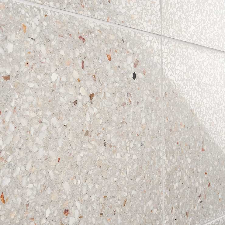 True Terrazzo Dove Gray 16x16 Polished Terrazzo Tile