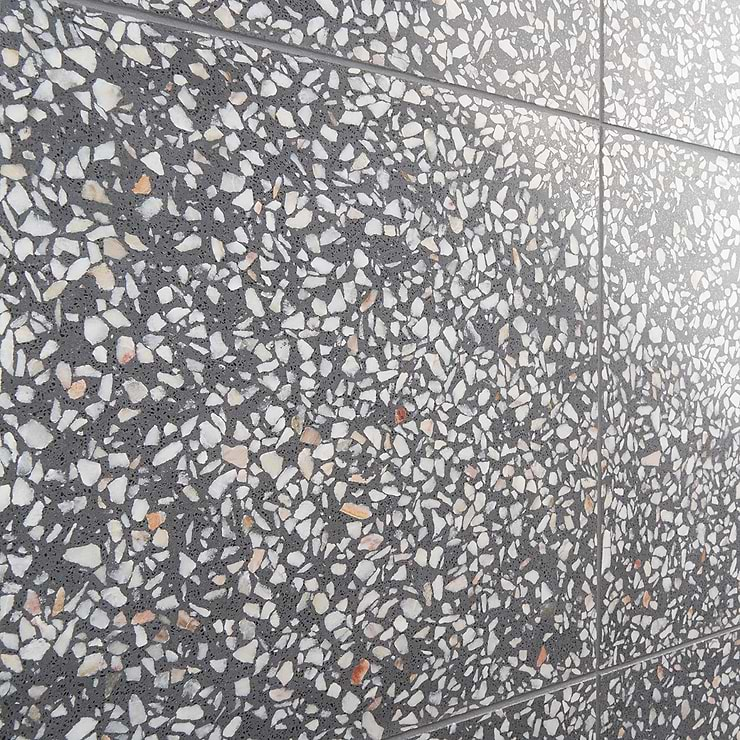 True Terrazzo Porfido Gray 16x16 Polished Terrazzo Tile