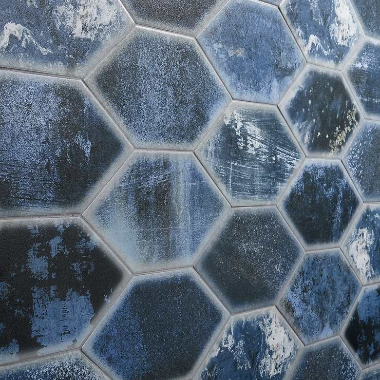 Adorno Hexagon Blue 7x13 Matte Porcelain Tile