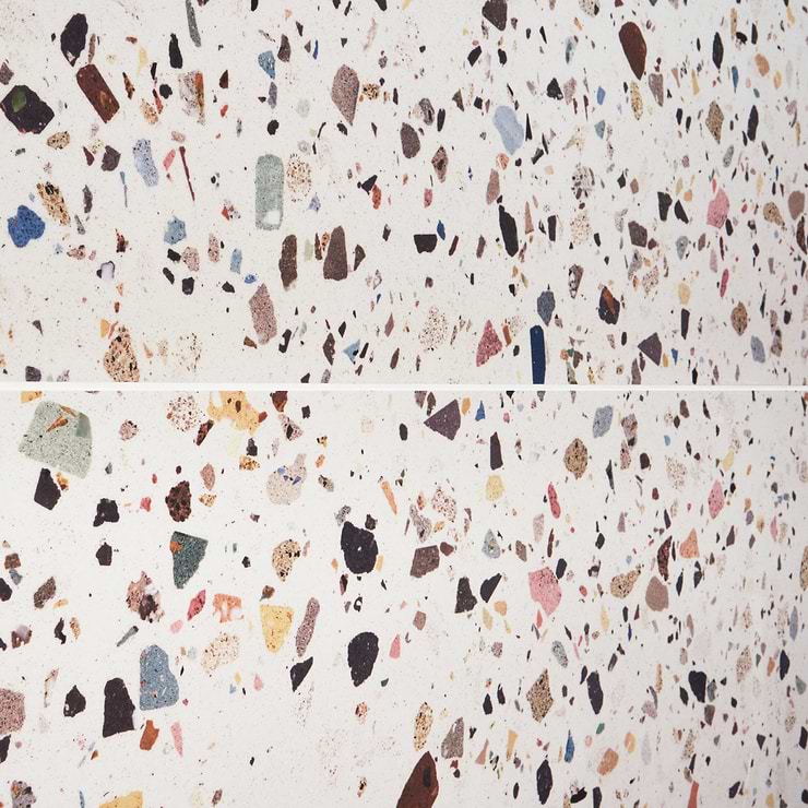 Bejeweled White Multicolor 24x48 Terrazzo Look Polished Porcelain Tile