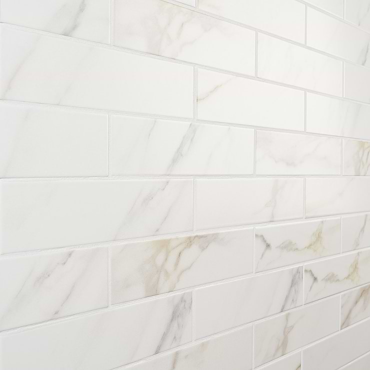 Amalfi Calacatta White 3x12 Matte Ceramic Tile