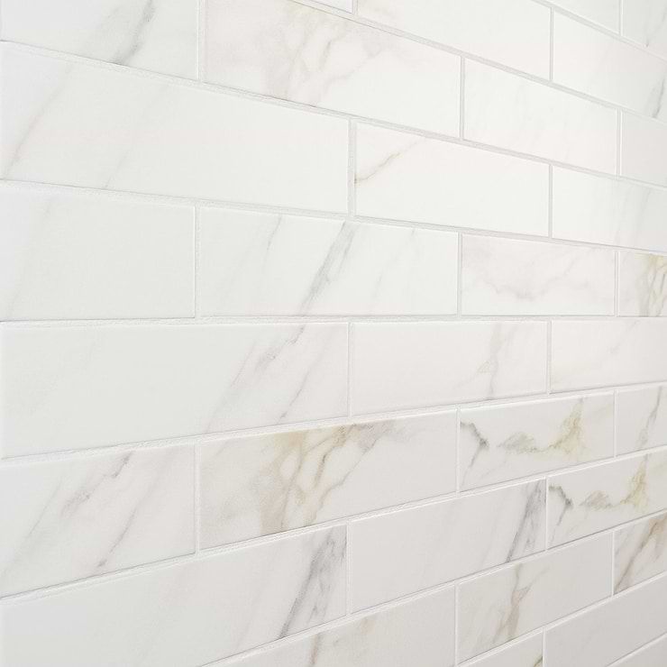 Amalfi Calacatta White 3x12 Matte Ceramic Tile