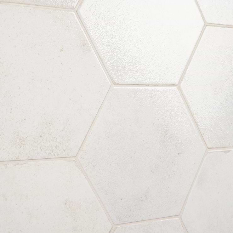 Kalay White 9" Hexagon Polished Porcelain Tile