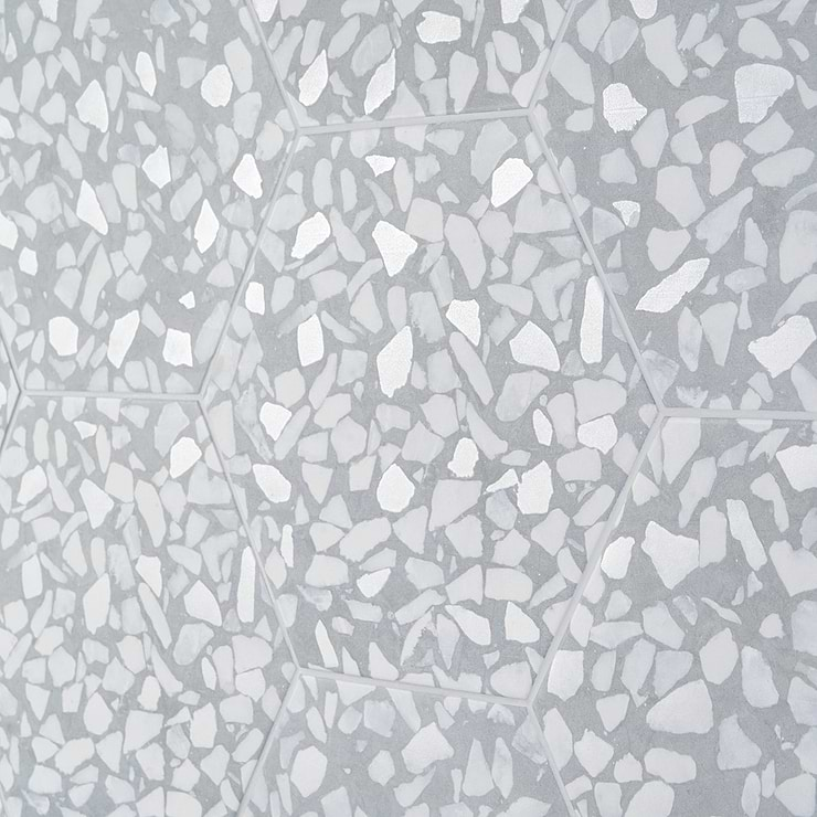 Terrazzo Hex Azulio Blue 9" Terrazzo Look Matte Porcelain Tile