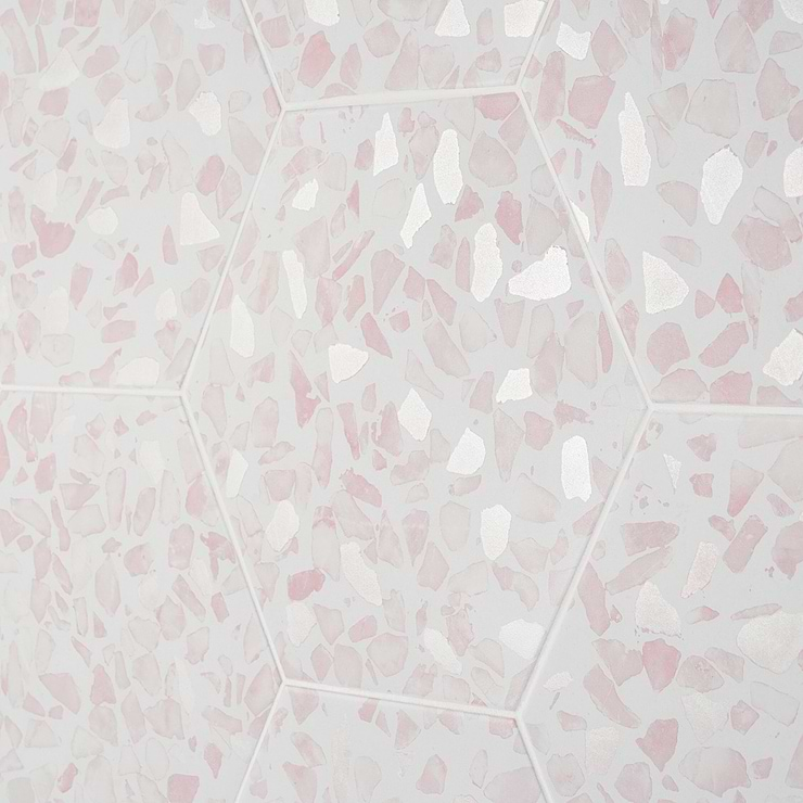 Terrazzo Hex Pink 9" Terrazzo Look Matte Porcelain Tile