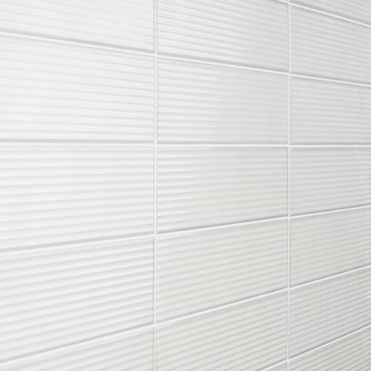 Stacy Garcia ArtBlock Bianco White 4x16 Fluted Glossy Porcelain Tile