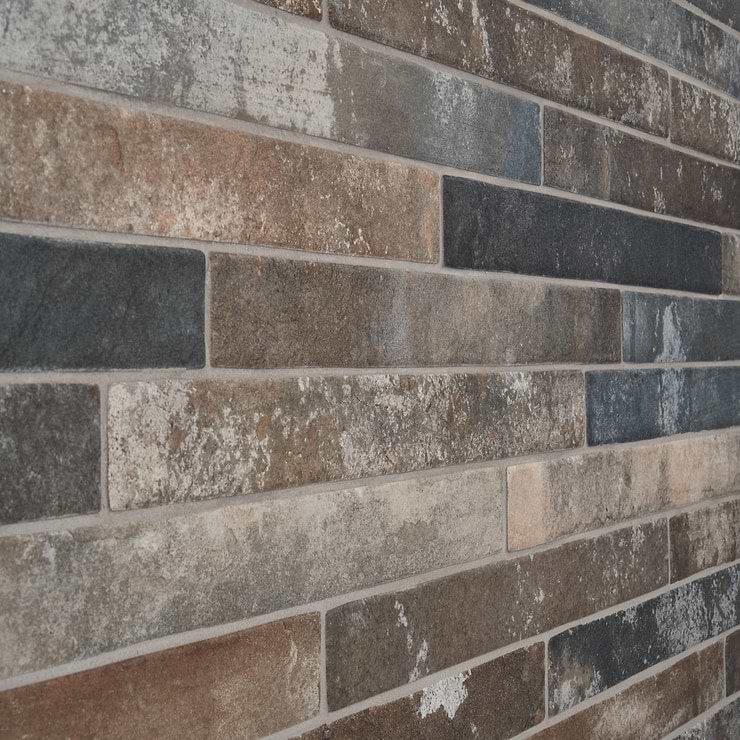 English Brick Industrial Red Mix 2x18 Matte Porcelain Tile