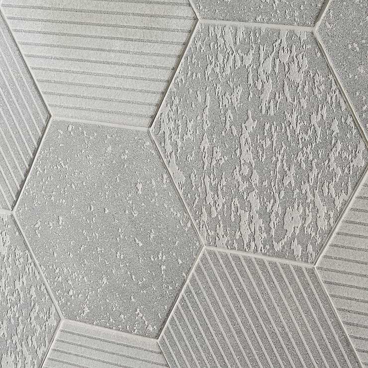 Texstone Deco Gris Gray 9" Matte Porcelain Hexagon Tile