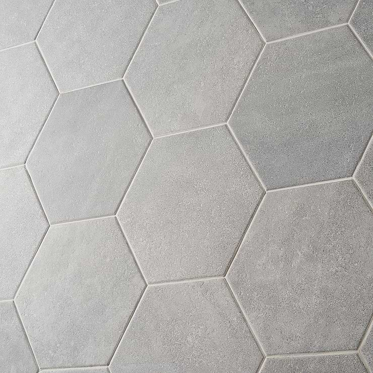 Texstone Gris Gray 9" Matte Porcelain Hexagon Tile