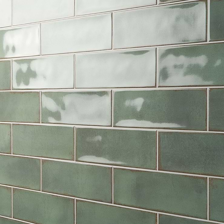 Los Lunas Green 4x12 Polished Ceramic Subway Wall Tile