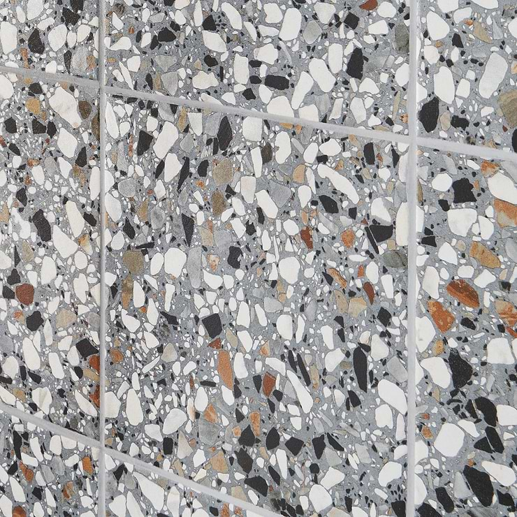 Chips Macro Azur Multicolor 8x8 Terrazzo Look Matte Porcelain Tile