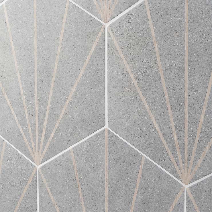Pergola Beams Gray 12.5" Hexagon Matte Gray Porcelain Tile