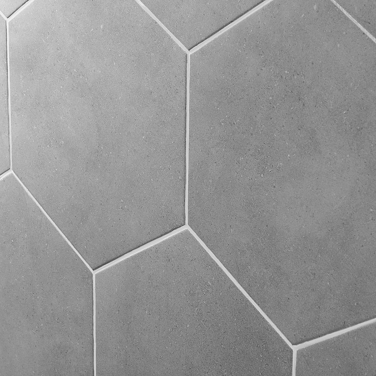 Pergola Graphite 12.5" Hexagon Gray Matte Porcelain Tile