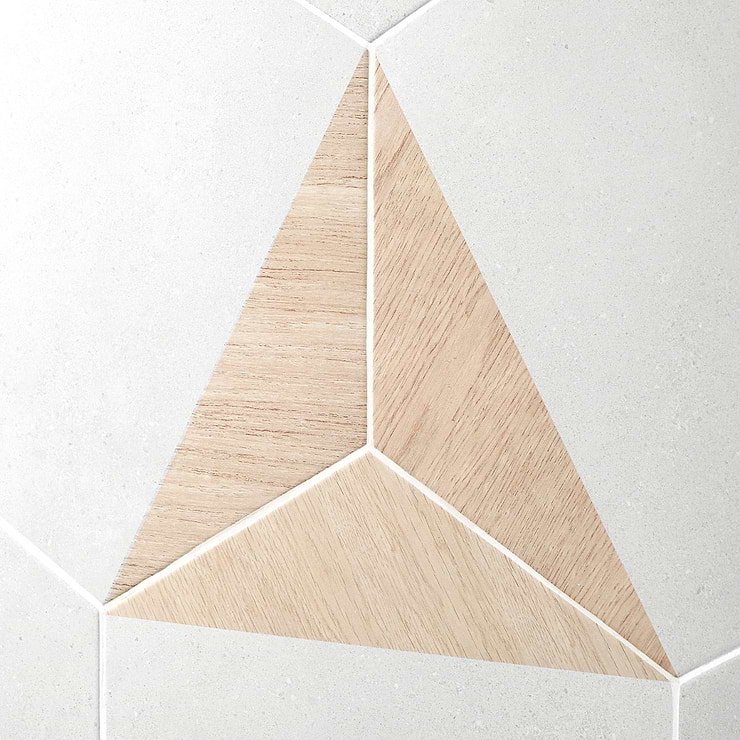 Pergola Wood White 12.5" Hexagon Matte Porcelain Tile