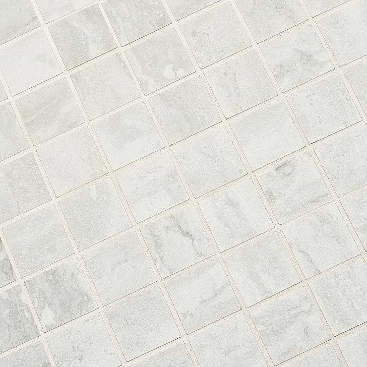 Basic Travertine Cotton White 2x2 Matte Porcelain Mosaic Tile