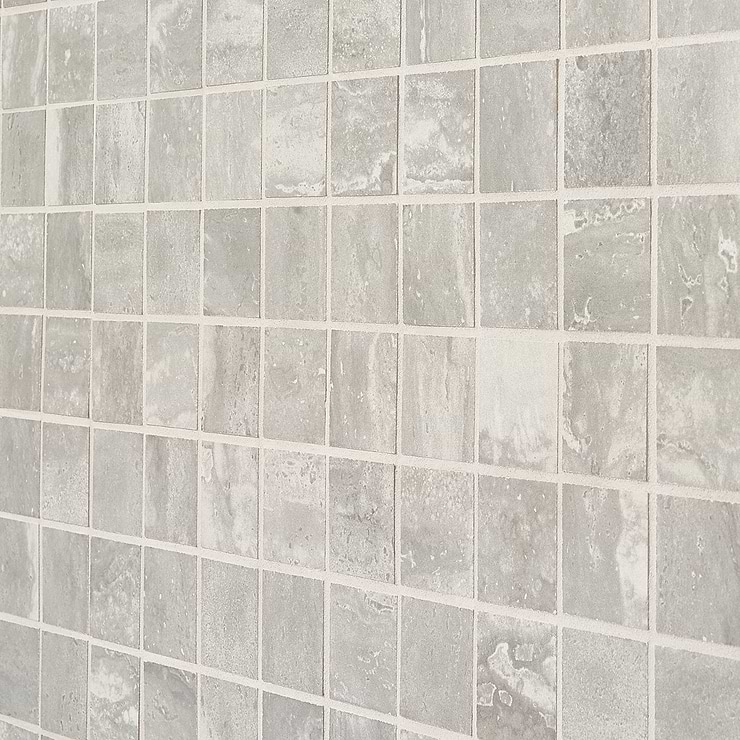 Basic Travertine Silver 2x2 Matte Porcelain Mosaic Tile