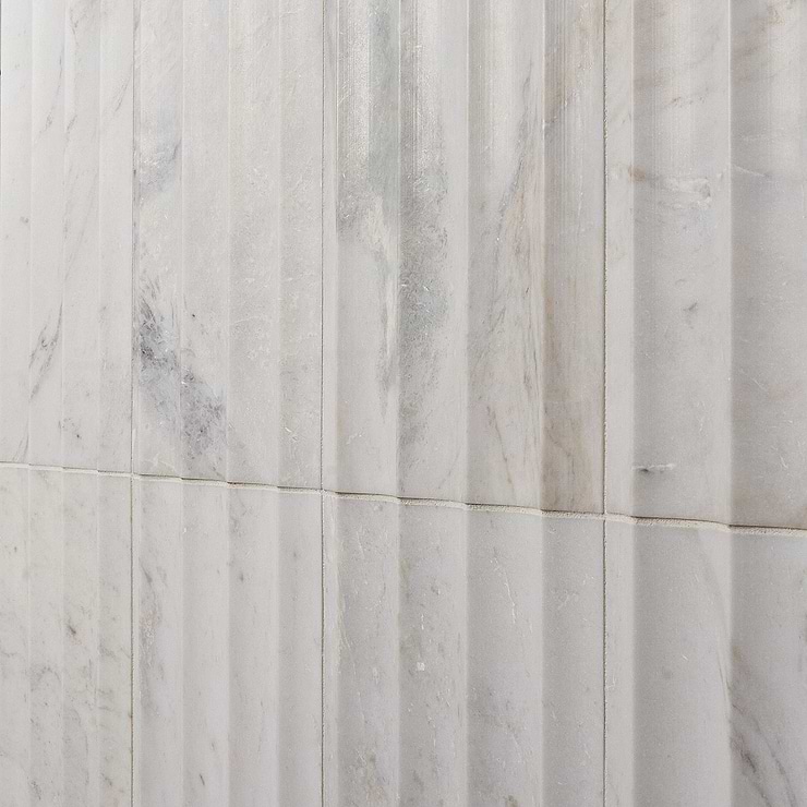 Stonework Fluted Alaska White 12x24 3D Honed Marble Tile