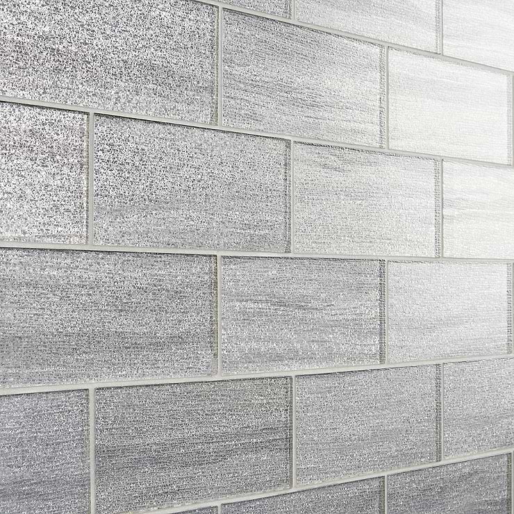 Veda Silver 4x9 Polished Glass Tile
