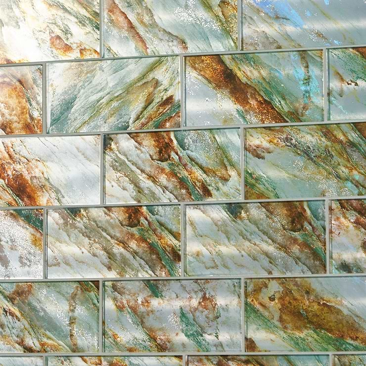 Gem Emerald Green 4x9 Polished Glass Tile