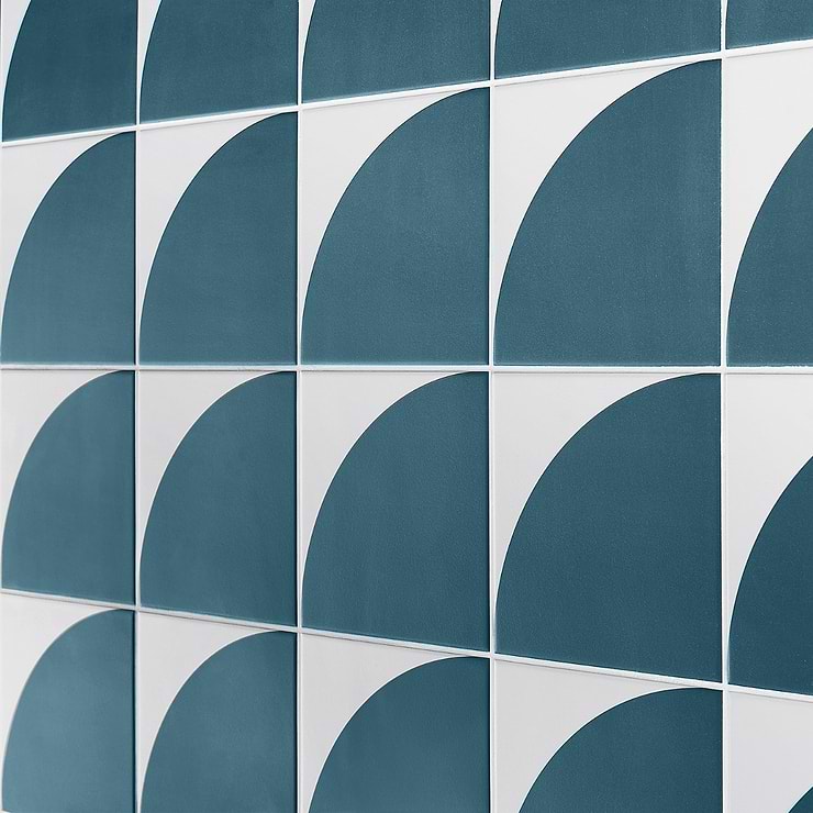 Stacy Garcia Maddox Deco Floor Teal Blue 8x8 Matte Porcelain Tile