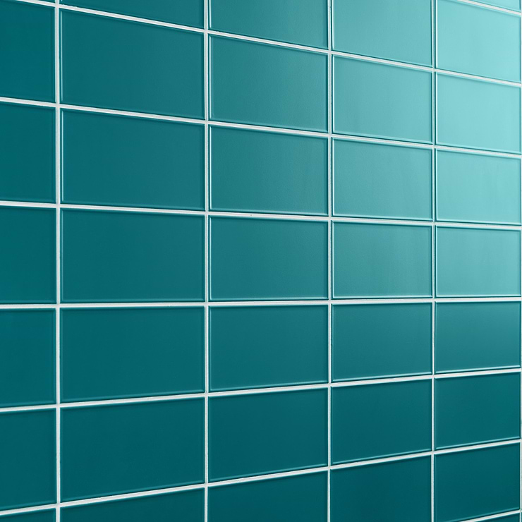 Stacy Garcia Maddox Frame Teal Blue 4x8 Matte Ceramic Subway Wall Tile