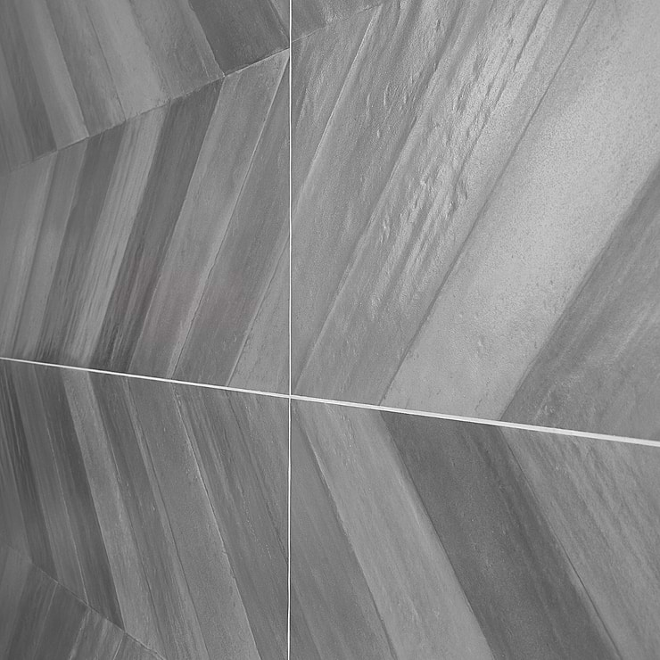 Sculpt Chevron Gray 24x48 Natural Porcelain Tile