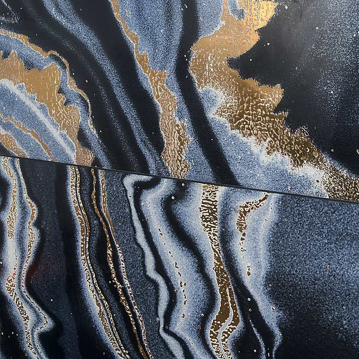 Agate Art Night Black 24x48 Artisan Decor Polished Porcelain Tile