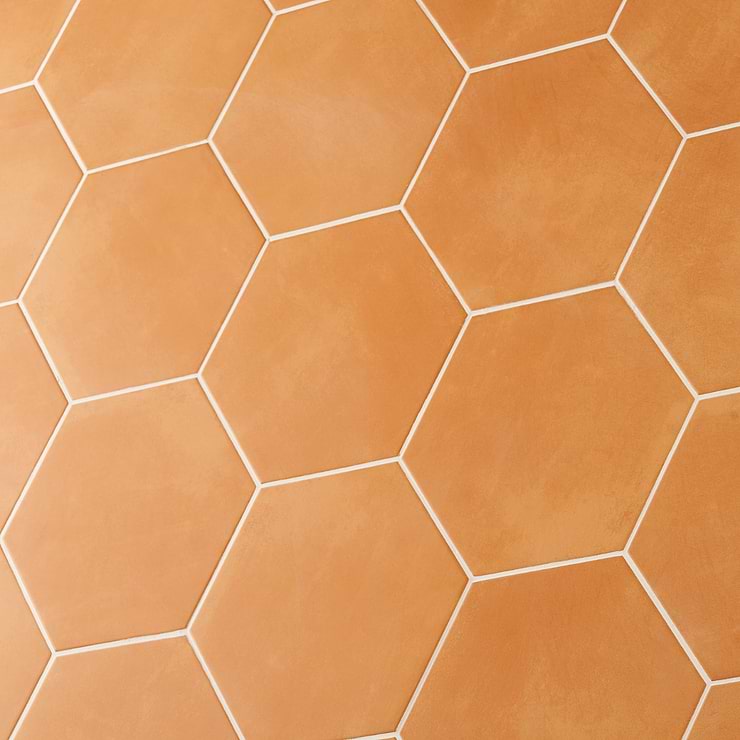 HexArt Orange 8" Hexagon Matte Porcelain Tile