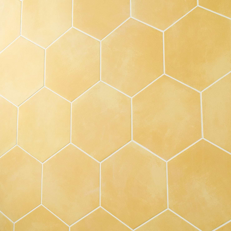 HexArt Yellow 8" Hexagon Matte Porcelain Tile