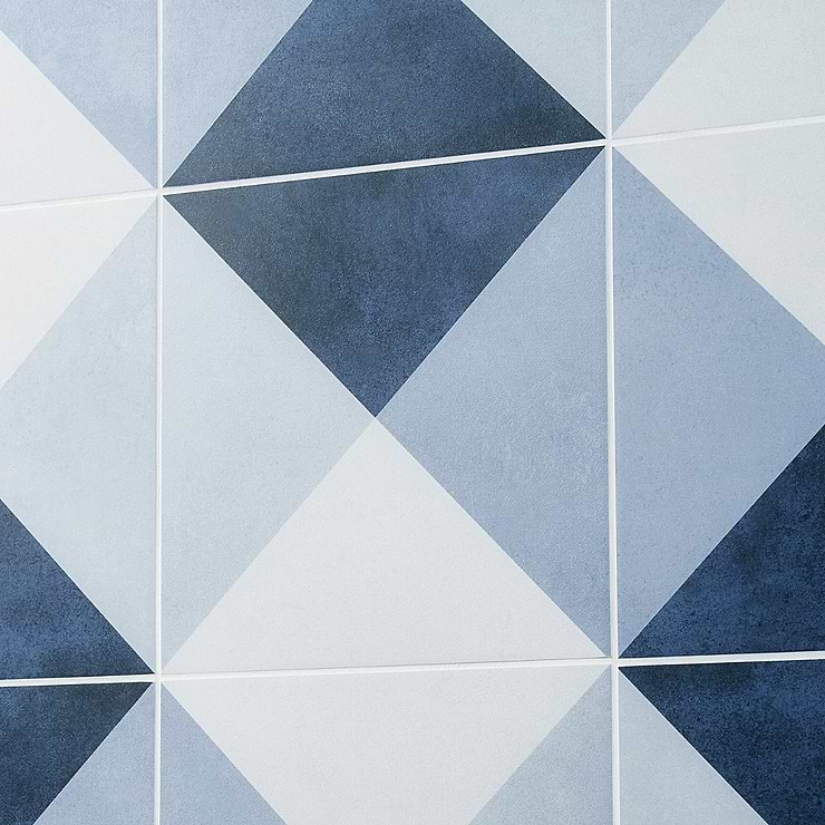 Art Geo by Elizabeth Sutton Cement Deco Blue 8x8 Matte Porcelain Tile: Pattern 2