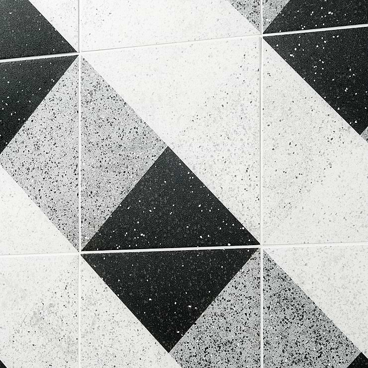 Art Geo by Elizabeth Sutton Terrazzo Deco Charcoal Gray 8x8 Matte Porcelain Tile: Pattern 2