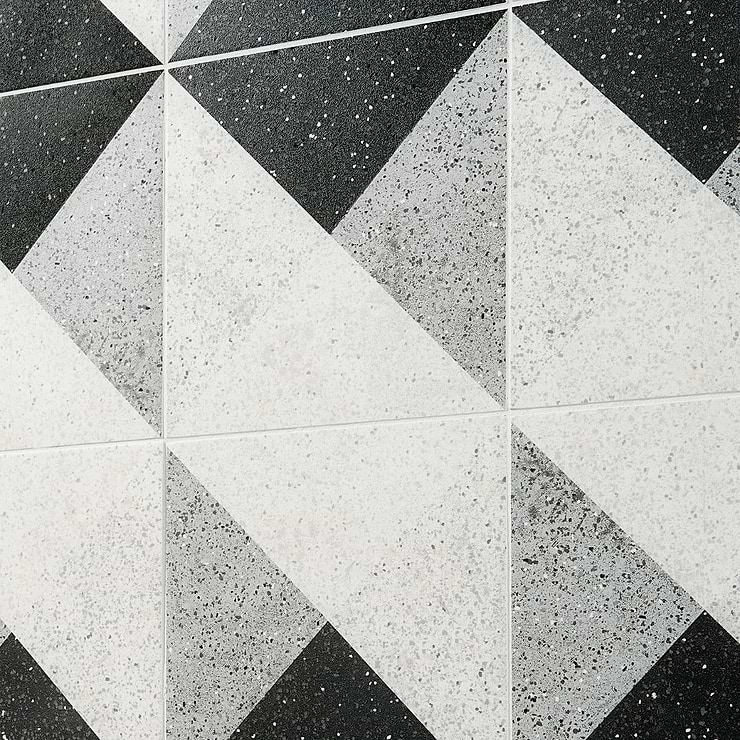 Art Geo by Elizabeth Sutton Terrazzo Deco Charcoal Gray 8x8 Matte Porcelain Tile: Pattern 3