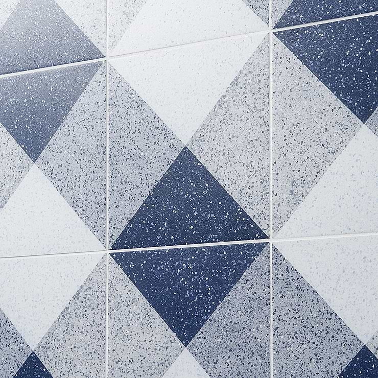 Art Geo by Elizabeth Sutton Terrazzo Deco Blue 8x8 Matte Porcelain Tile: Pattern 2